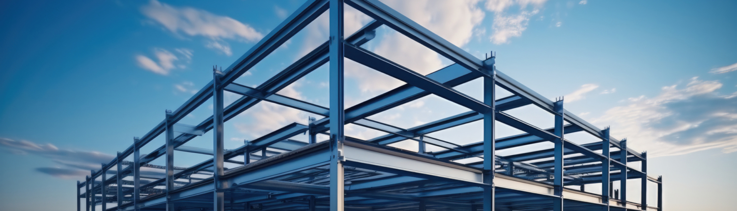 Structure of steel for building under construction, industry factory concept.